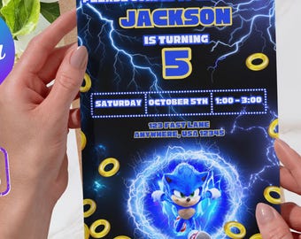Invitación de cumpleaños de Sonic the Hedgehog / Descarga digital editable / Invitación imprimible para fiesta de Sonic / Cumpleaños infantiles