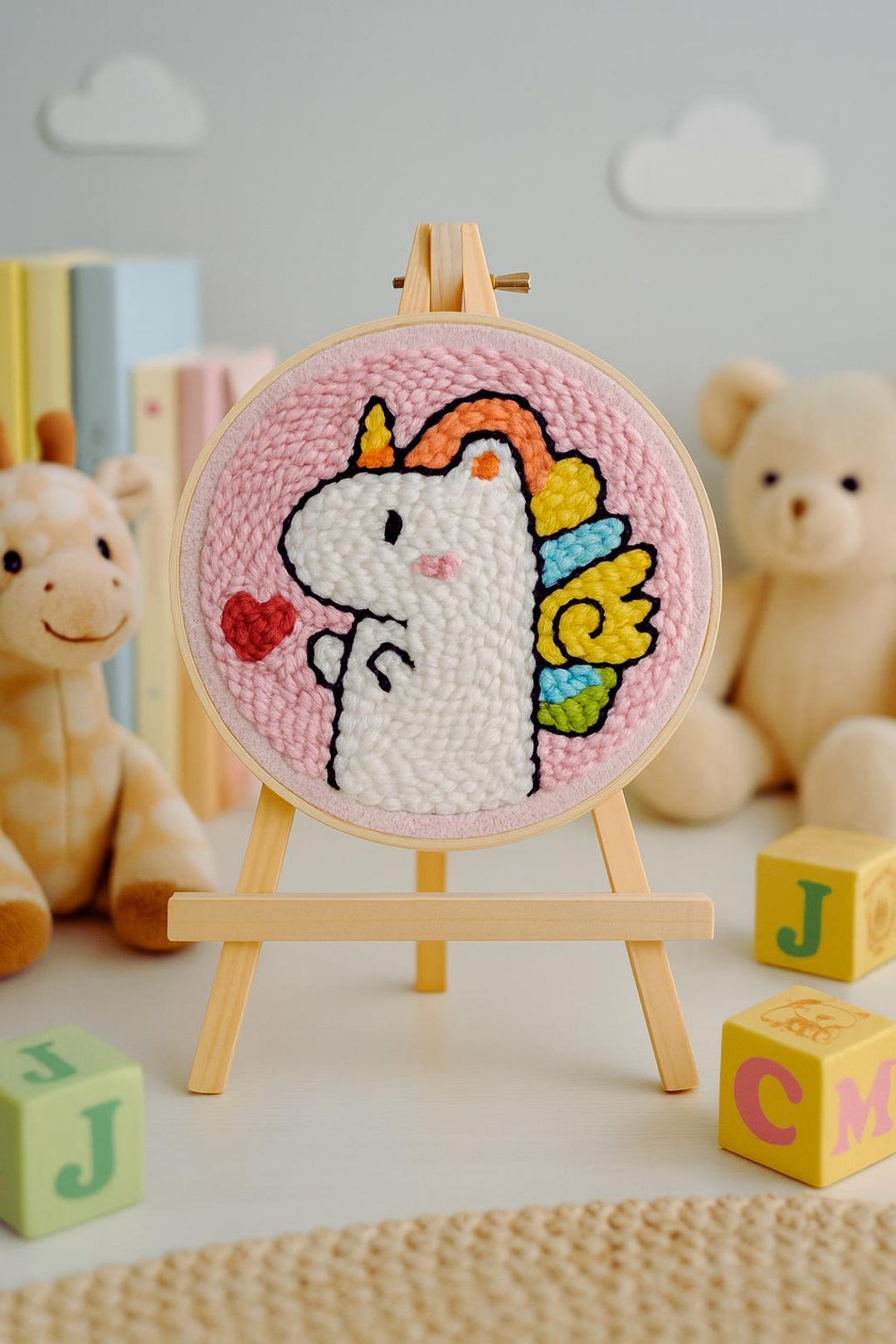 Unicorn Punch Needle Embroidery Kit: DIY Nursery Decor. Suitable for ...
