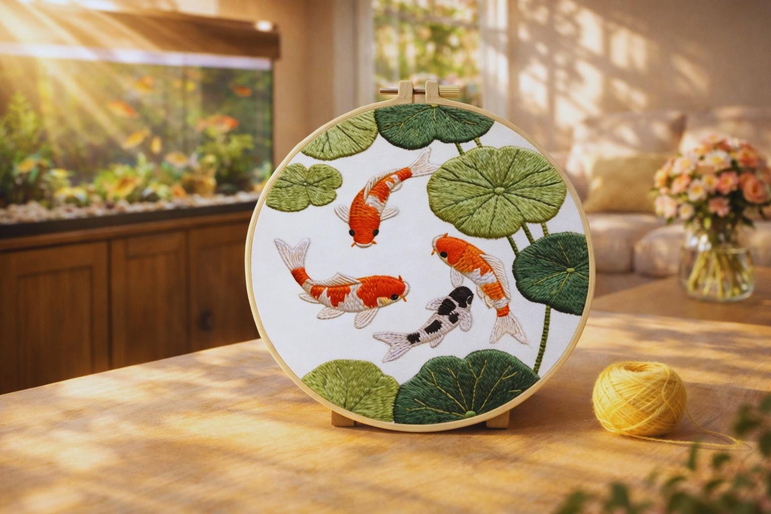 Koi Fish Embroidery Starter Kit: Japanese Pond DIY Needlework - Etsy