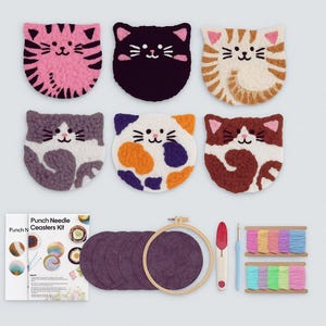 DIY Punch Needle Coaster Kit: 6-Piece Embroidery Starter Set image 3