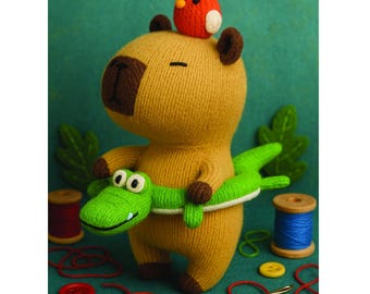 Patrón de tejido Capybara: Flotador de pájaro y cocodrilo (Tutorial en PDF)