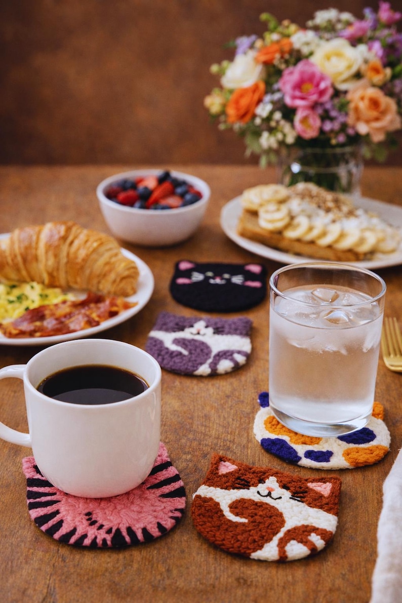 DIY Punch Needle Coaster Kit: 6-Piece Embroidery Starter Set image 2