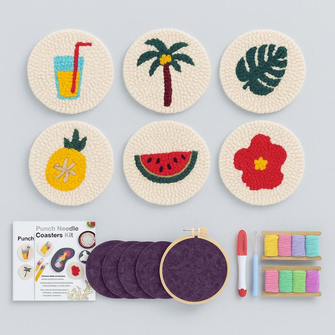 DIY Punch Needle Coaster Kit, Easy Embroidery, Home Decor Gift Set - Etsy