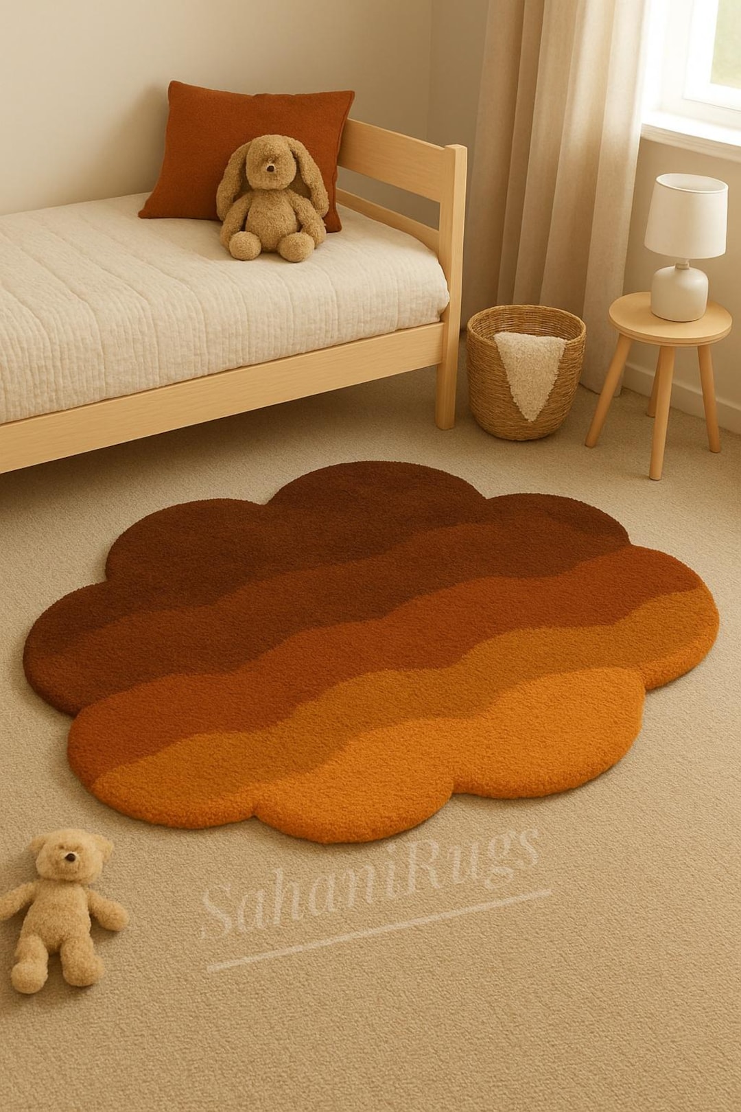 Cloud Pattern Rug Hand Tufted Wool Rug – Cloud Shape, Earthy Gradient Area Rug - Etsy