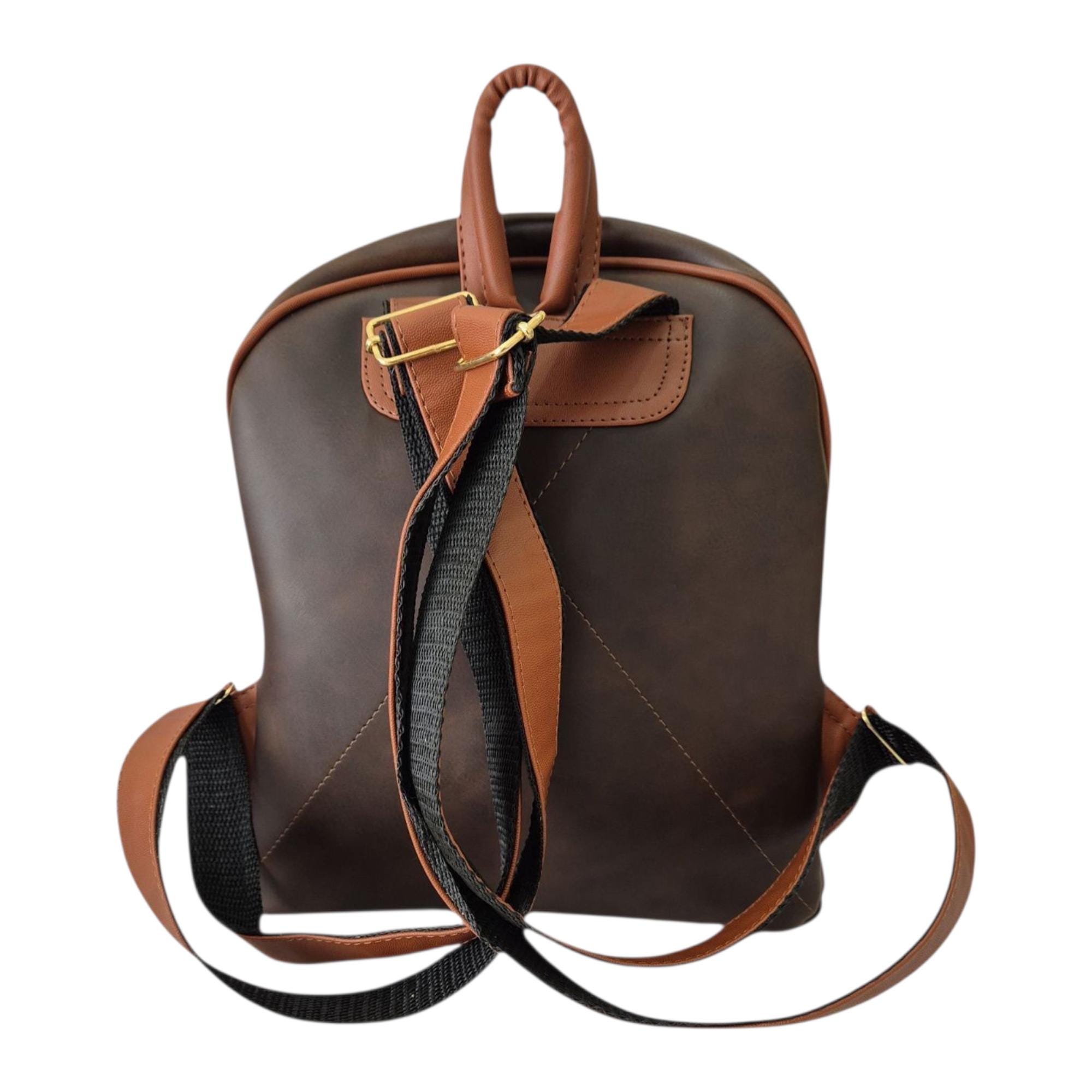 Handcrafted Leather Backpack With Natural Hair and Elephant 