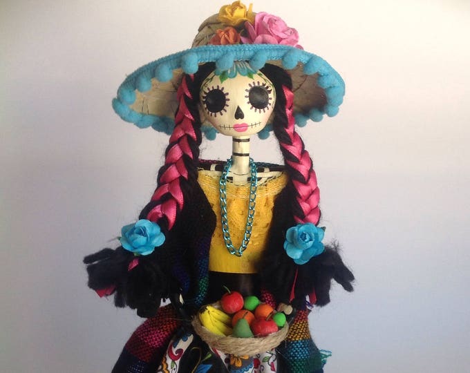 Fruit Seller. Paper Mache Catrina Doll. Day of the Dead. Etsy
