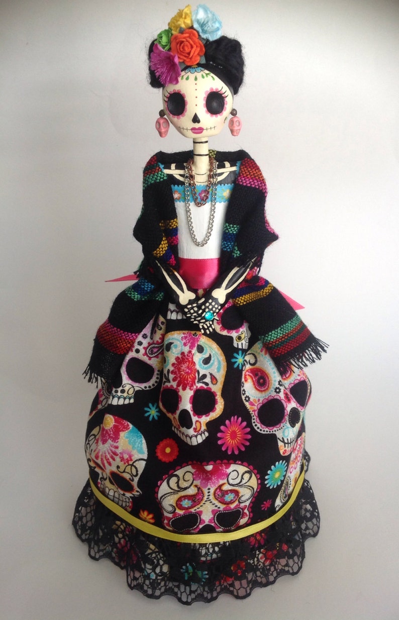 Catrina paper mache doll. Mexican Folklore Day of the Dead. Etsy