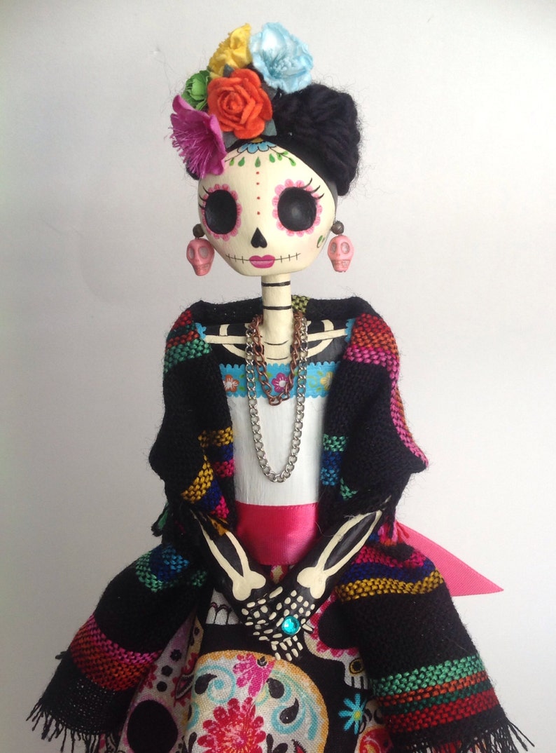 Catrina Paper Mache Doll Mexican Folklore Day Of The Dead Etsy