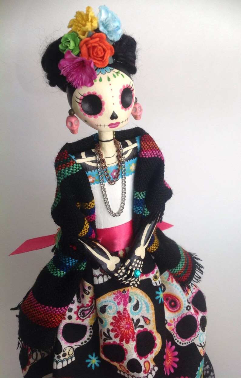 Catrina paper mache doll. Mexican Folklore Day of the Dead. Etsy