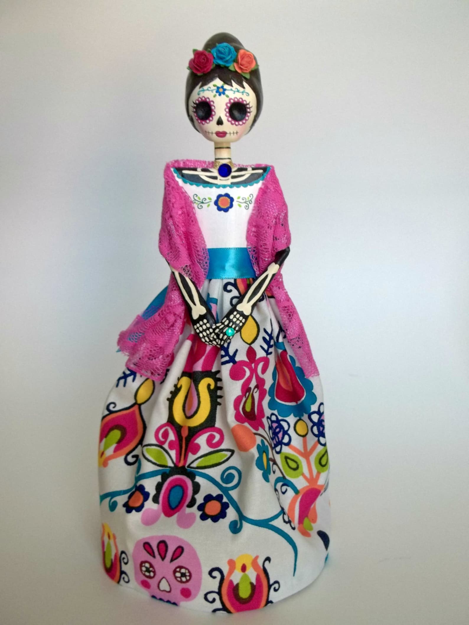 Paper Mache Catrina beehave hair . Day of the Dead Etsy