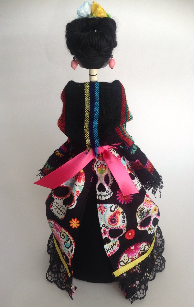 Catrina Paper Mache Doll Mexican Folklore Day Of The Dead Etsy