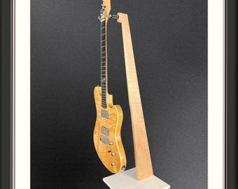 Handmade Maple & Marble Display Stand for Acoustic and Electric Guitars