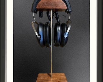 Handmade Wood and Brass Headphone Stand