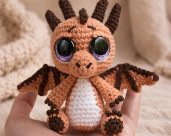 Crochet Dragon Pattern: Amigurumi  Baby Dragon Toy (PDF Tutorial)