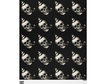 Gothic Skull Wrapping Paper, Dark Elegant Gift Wrap for Halloween, Weddings, Birthdays, Occasions, Party Decor
