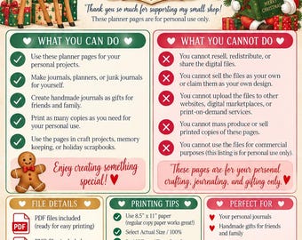 Little Golden Christmas Planner Pages | 36 Printable Christmas Journal Pages | Vintage Christmas Planner | PNG & PDF