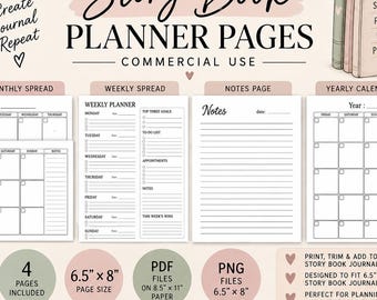 Little Golden Journal Planner Pages | 6.5x8 Printable Calendar | Commercial Use