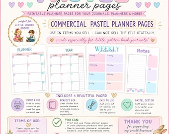 Golden Book Planner Pages Commercial Use PDF/PNG