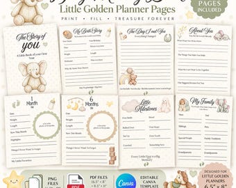 Little Golden Gender Neutral Baby Memory Book, First Year Keepsake (Digital Download)