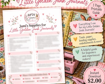 Little Golden Book Junk Journal Supply List, Beginner Guide for supplies (PDF)