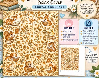 Storybook Journal Back Inside Cover Printable 6.25x8, Vintage Paper, Commercial Use, PNG PDF