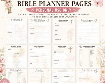 Little Golden Book Bible Planner | 6.5x8 Printable Journal Pages | Personal Use
