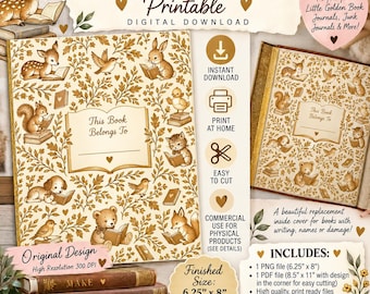 Storybook Journal Inside Cover Printable 6.25x8, Vintage Paper, Commercial Use, PNG PDF