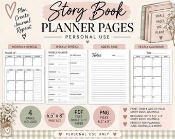 Golden Journal Planner Pages Black and White | 6.5x8 Printable Calendar | Personal Use