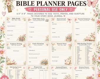 Golden Book Bible Planner | 6.5x8 Printable Journal Pages | Commercial Use