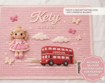 Personalized Baby Girl Blanket Crochet Pattern PDF, Custom Name Princess Doll Keepsake Heirloom Gift
