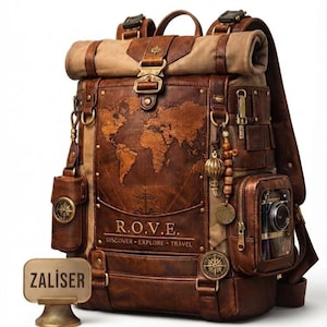 R.O.V.E. Vintage Backpack Leather Pattern PDF Roll Top Travel Bag Sewing Template