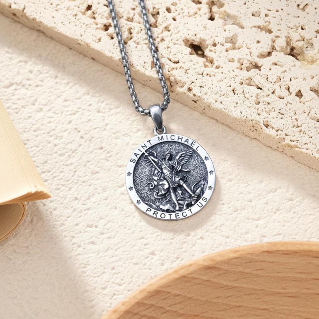 St Michael Archangel Necklace in 925 Sterling Silver, Saint Michael ...