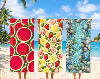 Tropical Fruit Beach Towel 30x100 70x150 80x130 80x160cm, Citrus Watermelon Pineapple Microfiber Pool Towel
