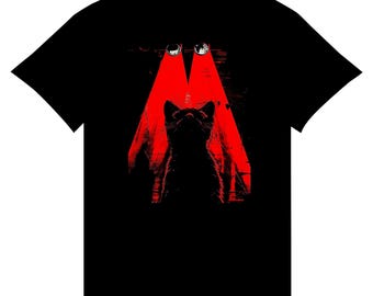 Gothic Black Cat Shirt, Spooky Halloween Graphic Tee