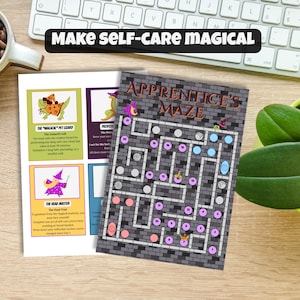 Wizard-Themed Self-Care Challenge Map: Printable Gamified Wellness & Mindfulness Journal (PDF)