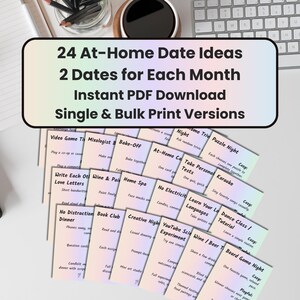 At-home Date Ideas: 24 Home Activity Cards for Couples (Printable)