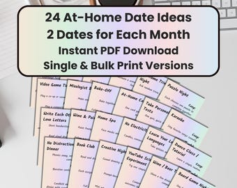 Idées de rendez-vous à la maison : 24 cartes d'activités à domicile pour les couples (imprimables)