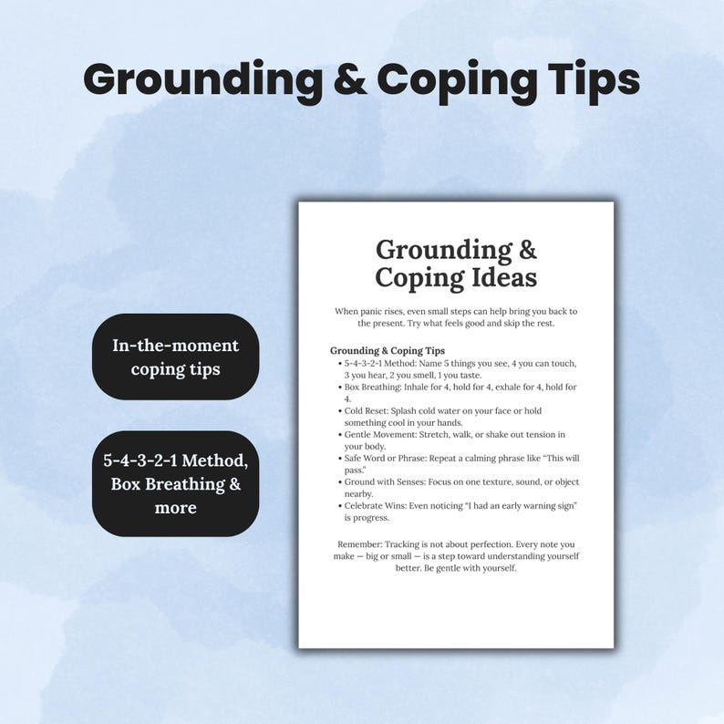 Panic Attack Tracker Printable: Coping, Triggers & Calming Log (PDF) image 5