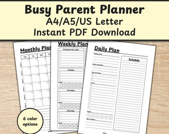 Planejador para pais ocupados com filhos: Organizador semanal de refeições e organização doméstica para imprimir (Download em PDF)