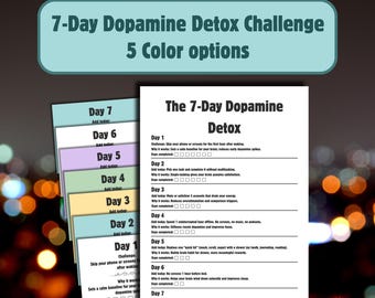 Défi de désintoxication de la dopamine de 7 jours à imprimer : suivi des habitudes d'autosoins (téléchargement numérique)