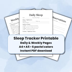 Sleep Tracker Printable: Dream & Energy Journal, Insomnia Planner (A4/A5 PDF)