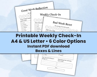 Enregistrement hebdomadaire des soins personnels à imprimer : suivi de l'humeur et de l'énergie (PDF de journalisation guidée)