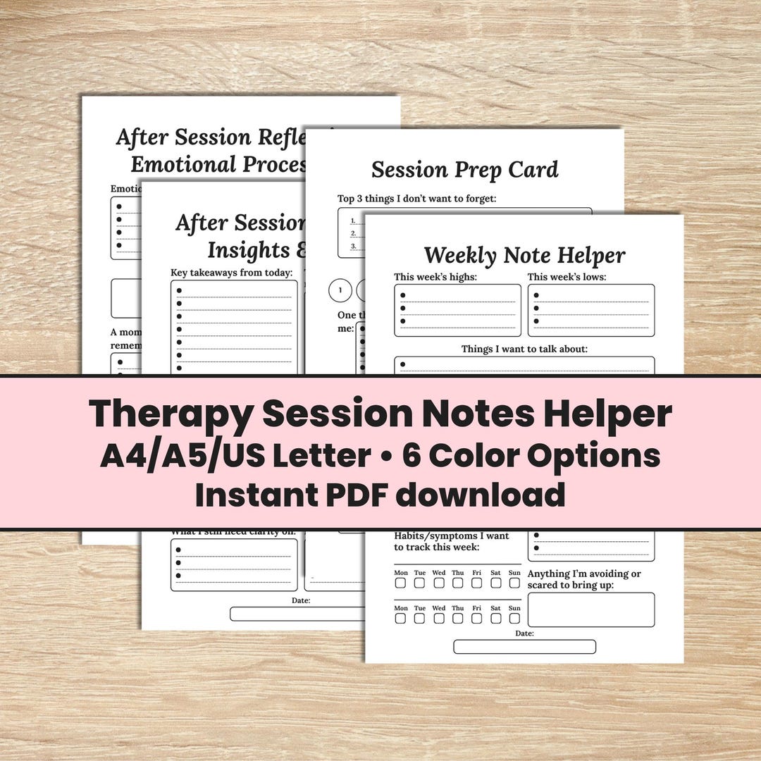 Therapy Session Notes Printable: Session Prep & Reflection Worksheet ...