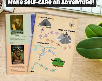 Gamified Self-Care Quest Map: Printable Mental Health Journal (PDF)
