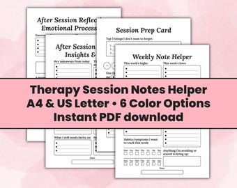 Notes de séance de thérapie imprimables : feuille de travail pour la préparation de la séance et la réflexion
