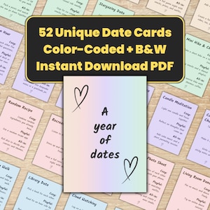 Stressarme Datum-Ideenkarten: 52 Aktivitätskarten für Paare (druckbar)