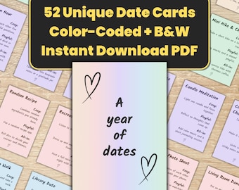 Low-Stress Date Idea Cards: 52 Activity Cards for Couples (Printable)