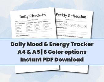 Suivi de l'humeur et de l'énergie imprimable : journal quotidien de soins personnels (PDF A4/A5)