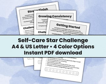 Défi auto-soins quotidien imprimable : bien-être gamifié et outil de suivi des progrès