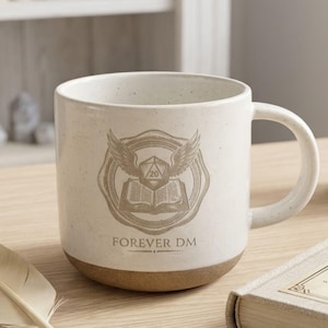 Personalized Forever DM Ceramic Mug With Cork Base Custom Name DND RPG Coffee Cup